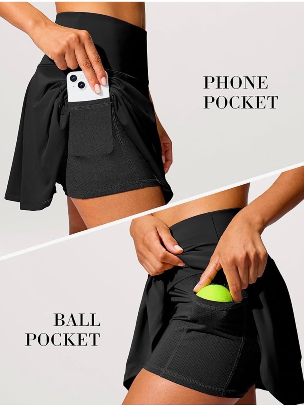 🏸🥊🚴‍♂️⛸️Santiny Black Athletic Skater Skirt with Built-In Shorts - Picture 8 of 10
